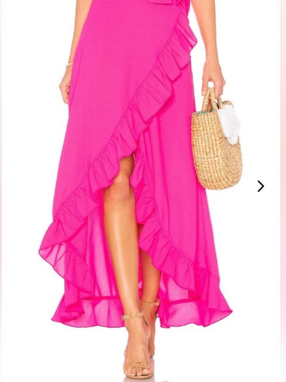 Lovers + Friends Hot Pink Ruffle High-Low Maxi Skirt